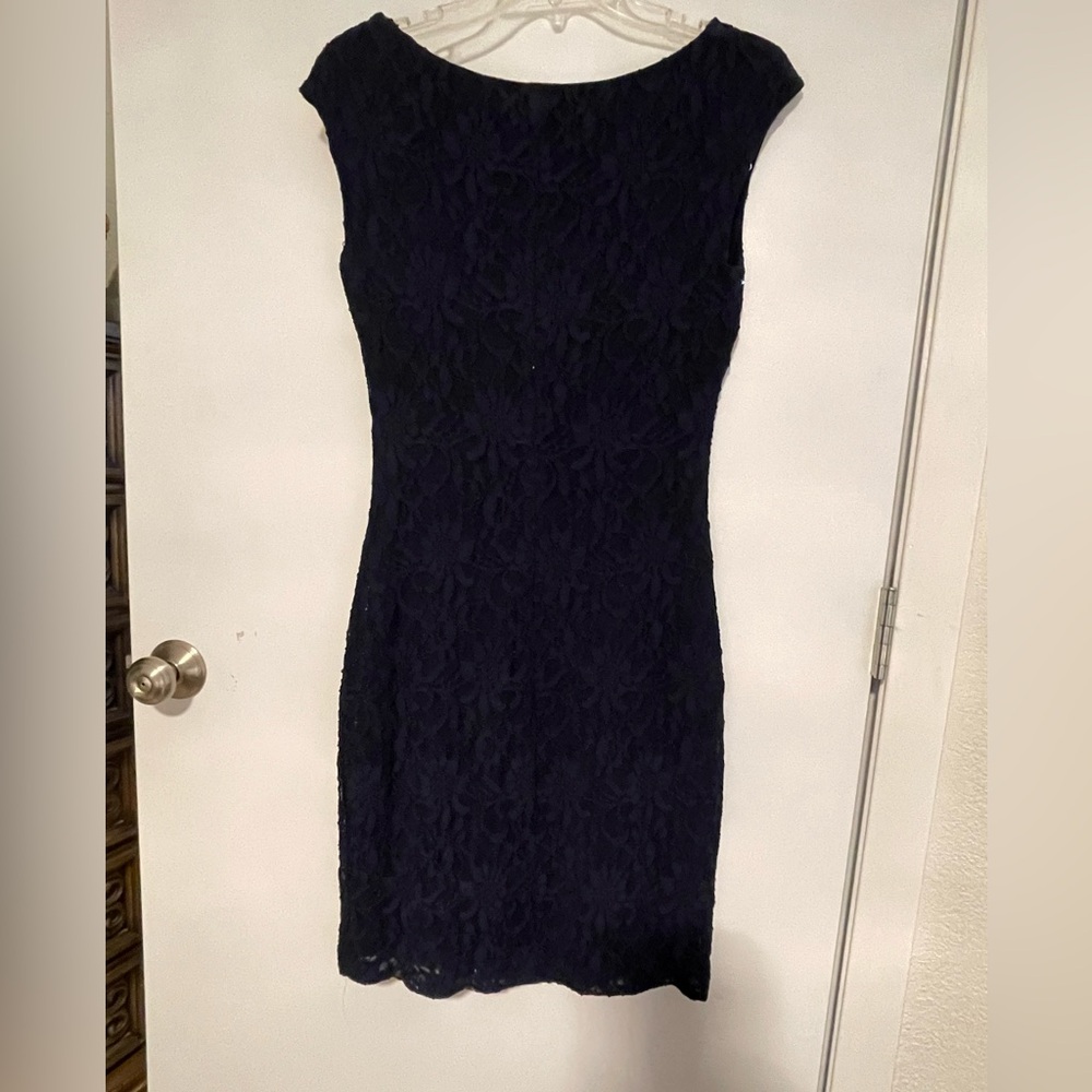 Lauren Ralph Lauren Navy lace cocktail dress.